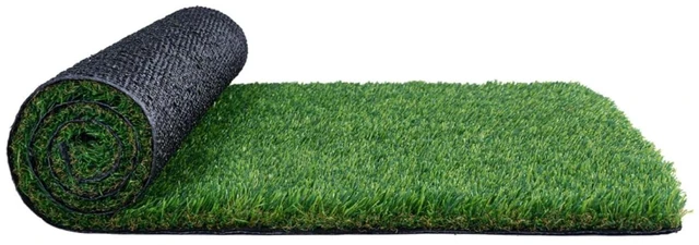Main image of Hassyee 5x10 ft Durable Artificial Grass Rug with Grooved Bottom and Quick-Drain Openings for Backyard and Balcony Flooring, Fade-Stable Green Turf with High-Density Fibers for Patio
