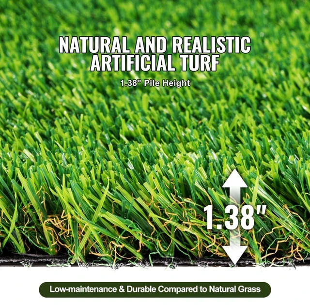 Alt view image 5 of 7 - Hassyee 5x10 ft Durable Artificial Grass Rug with Grooved Bottom and Quick-Drain Openings for Backyard and Balcony Flooring, Fade-Stable Green Turf with High-Density Fibers for Patio