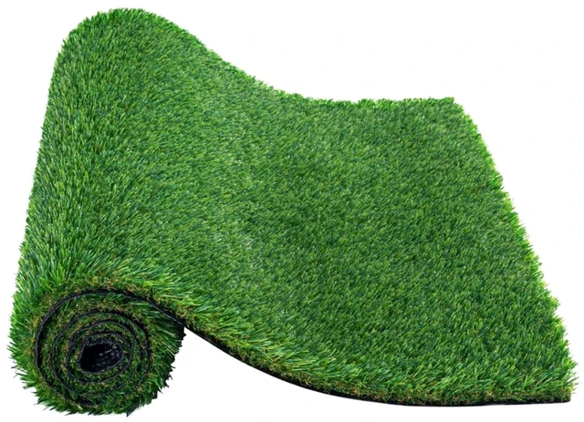 Alt view image 3 of 7 - Hassyee 5x10 ft Durable Artificial Grass Rug with Grooved Bottom and Quick-Drain Openings for Backyard and Balcony Flooring, Fade-Stable Green Turf with High-Density Fibers for Patio