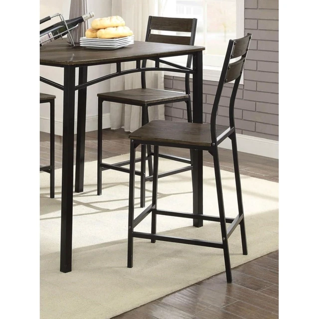 Alt view image 2 of 7 - Hassyee 5-Piece Dining Sets with Square Table and 4 Ergonomic Chairs for Tavern Pub Bistro Home Restaurant, Industrial Kitchen Table Set with Sturdy Metal Frame for Bar Cafe