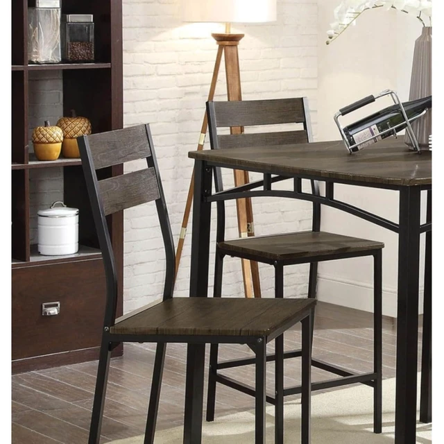 Alt view image 3 of 7 - Hassyee 5-Piece Dining Sets with Square Table and 4 Ergonomic Chairs for Tavern Pub Bistro Home Restaurant, Industrial Kitchen Table Set with Sturdy Metal Frame for Bar Cafe