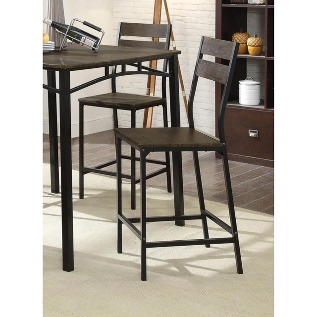 Alt view image 5 of 7 - Hassyee 5-Piece Dining Sets with Square Table and 4 Ergonomic Chairs for Tavern Pub Bistro Home Restaurant, Industrial Kitchen Table Set with Sturdy Metal Frame for Bar Cafe