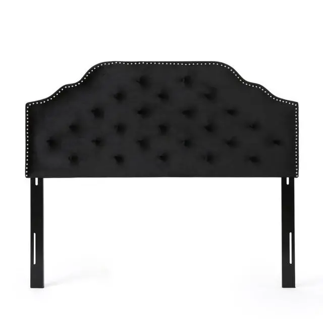 Alt view image 2 of 7 - Queen Size Button Tufted Upholstered Headboard, Modern Adjustable Height Headboard with Nailhead Trim, Quick Assembly, Elegant Decorative Bedroom Furniture for Guest Room Apartment (Black Queen)
