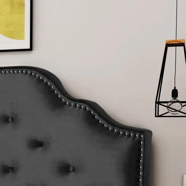 Alt view image 5 of 7 - Queen Size Button Tufted Upholstered Headboard, Modern Adjustable Height Headboard with Nailhead Trim, Quick Assembly, Elegant Decorative Bedroom Furniture for Guest Room Apartment (Black Queen)