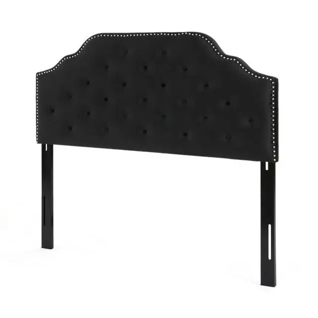 Alt view image 6 of 7 - Queen Size Button Tufted Upholstered Headboard, Modern Adjustable Height Headboard with Nailhead Trim, Quick Assembly, Elegant Decorative Bedroom Furniture for Guest Room Apartment (Black Queen)