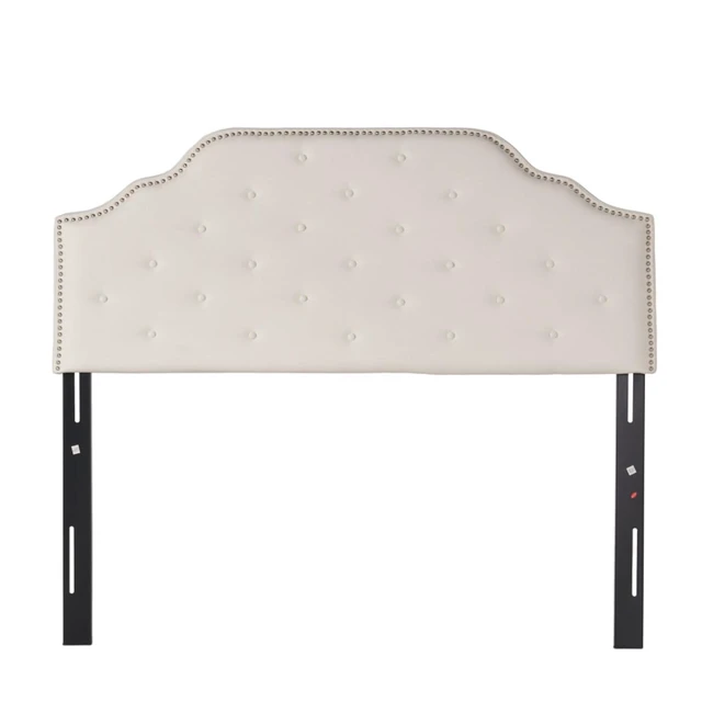 Alt view image 3 of 7 - Queen Size Button Tufted Upholstered Headboard, Modern Adjustable Height Headboard with Nailhead Trim, Quick Assembly, Elegant Decorative Bedroom Furniture for Guest Room Apartment (Ivory Queen)