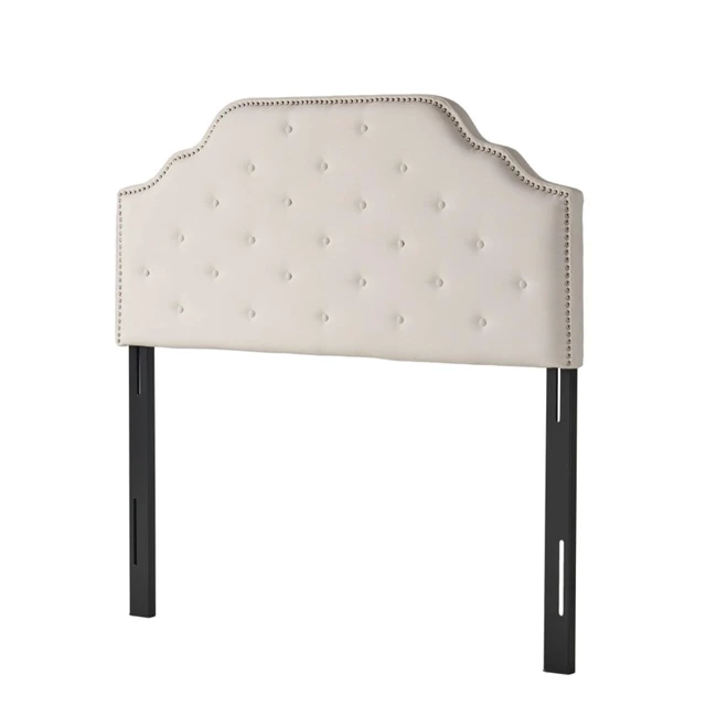 Alt view image 6 of 7 - Queen Size Button Tufted Upholstered Headboard, Modern Adjustable Height Headboard with Nailhead Trim, Quick Assembly, Elegant Decorative Bedroom Furniture for Guest Room Apartment (Ivory Queen)