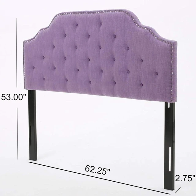 Alt view image 2 of 7 - Queen Size Button Tufted Upholstered Headboard, Modern Adjustable Height Headboard with Nailhead Trim, Quick Assembly, Elegant Decorative Bedroom Furniture for Guest Room Apartment (Purple Queen)