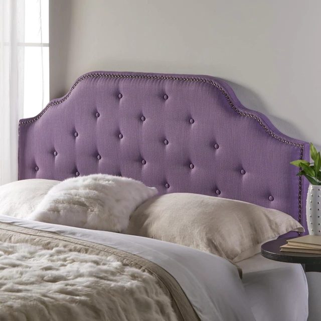 Alt view image 5 of 7 - Queen Size Button Tufted Upholstered Headboard, Modern Adjustable Height Headboard with Nailhead Trim, Quick Assembly, Elegant Decorative Bedroom Furniture for Guest Room Apartment (Purple Queen)