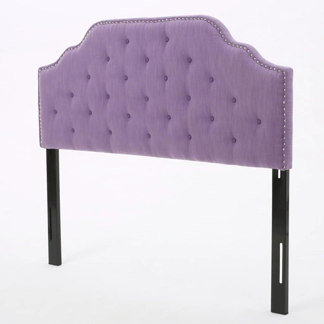 Alt view image 6 of 7 - Queen Size Button Tufted Upholstered Headboard, Modern Adjustable Height Headboard with Nailhead Trim, Quick Assembly, Elegant Decorative Bedroom Furniture for Guest Room Apartment (Purple Queen)