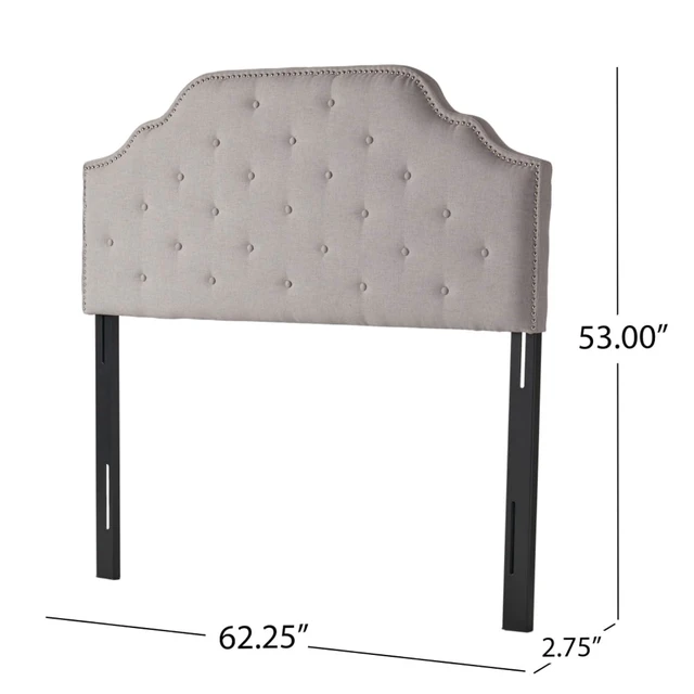 Alt view image 2 of 7 - Queen Size Button Tufted Upholstered Headboard, Modern Adjustable Height Headboard with Nailhead Trim, Quick Assembly, Elegant Decorative Bedroom Furniture for Guest Room Apartment (Grey Queen)