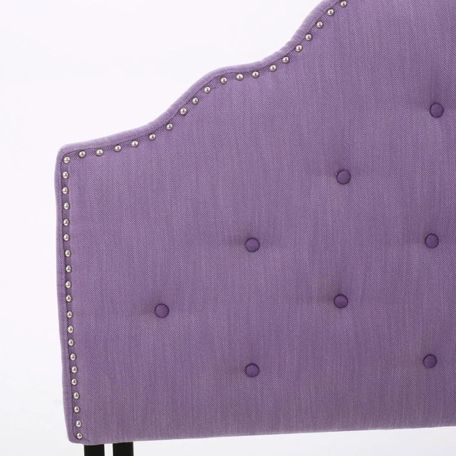 Alt view image 7 of 7 - Queen Size Button Tufted Upholstered Headboard, Modern Adjustable Height Headboard with Nailhead Trim, Quick Assembly, Elegant Decorative Bedroom Furniture for Guest Room Apartment (Purple Queen)