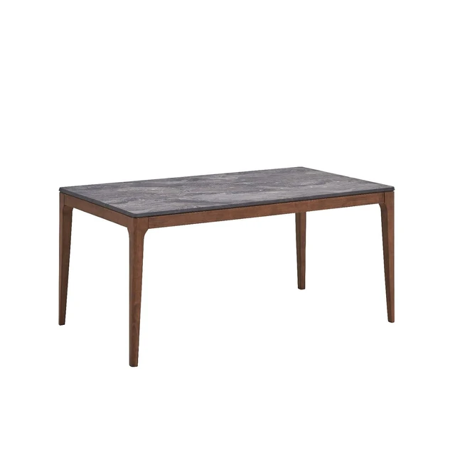 Alt view image 3 of 7 - Hassyee 5-Piece Dining Table and Chairs Set with Rectangular Table and 4 Upholstered Chairs for 4, Modern Dining Sets with Faux Marble Tabletop for Dining Room and Kitchen (Blue + Dark Gray)