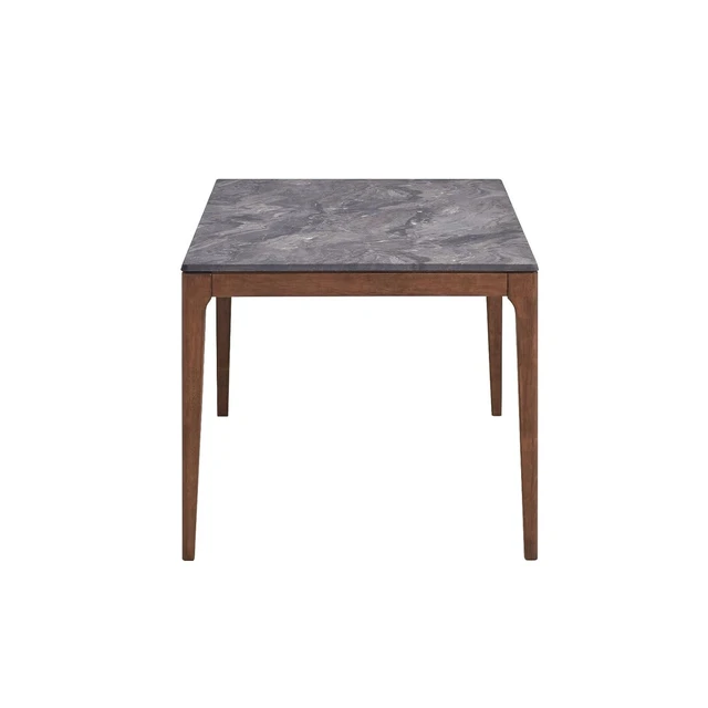 Alt view image 5 of 7 - Hassyee 5-Piece Dining Table and Chairs Set with Rectangular Table and 4 Upholstered Chairs for 4, Modern Dining Sets with Faux Marble Tabletop for Dining Room and Kitchen (Blue + Dark Gray)