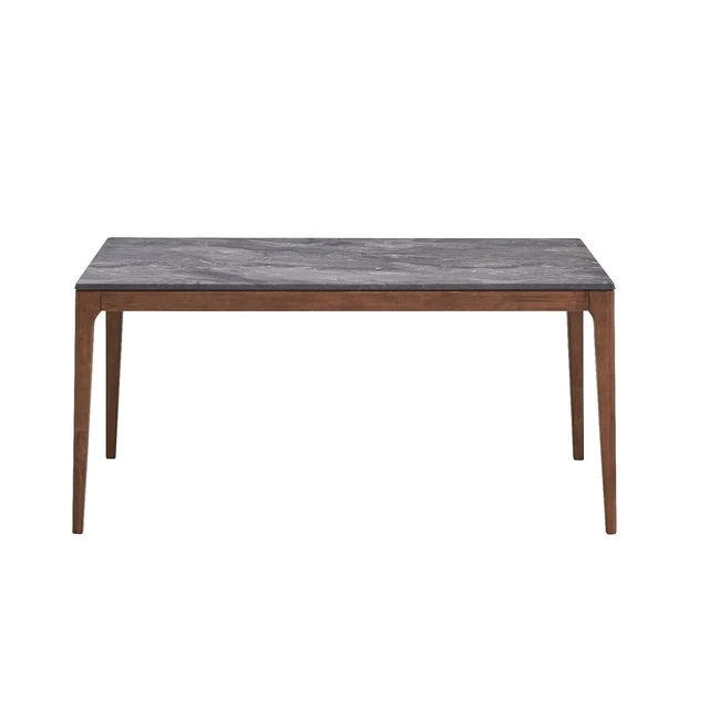 Alt view image 4 of 7 - Hassyee 5-Piece Dining Table and Chairs Set with Rectangular Table and 4 Upholstered Chairs for 4, Modern Dining Sets with Faux Marble Tabletop for Dining Room and Kitchen (Blue + Dark Gray)