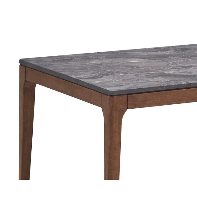 Alt view image 6 of 7 - Hassyee 5-Piece Dining Table and Chairs Set with Rectangular Table and 4 Upholstered Chairs for 4, Modern Dining Sets with Faux Marble Tabletop for Dining Room and Kitchen (Blue + Dark Gray)