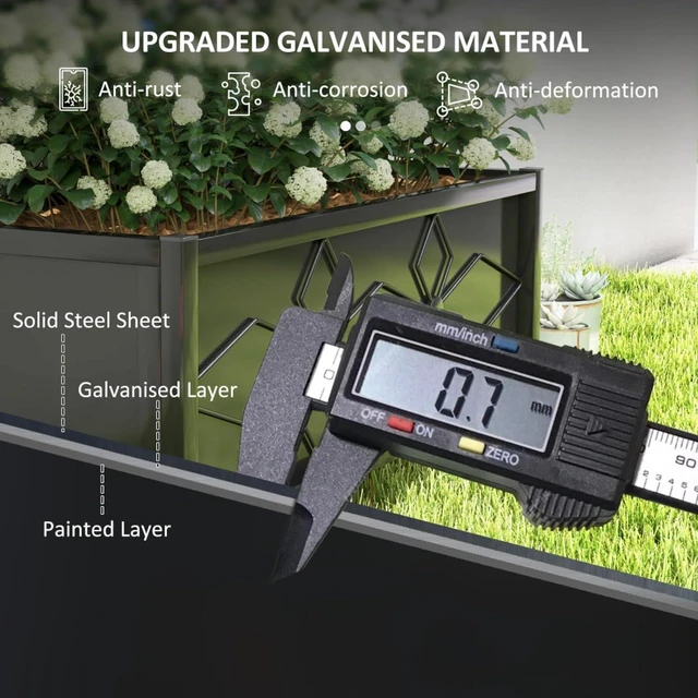 Alt view image 6 of 7 - Metal Garden Bed with Diamond Pattern Trellis and Legs for Growing Vegetables, Flowers, Plants, Outdoor Planter Box with Steel Frame and Drainage Holes for Backyard, Lawn (Black)