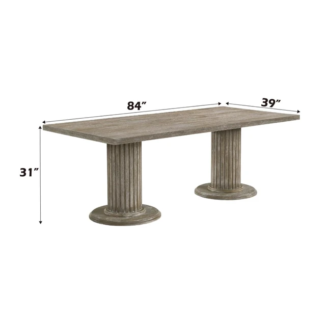 Alt view image 4 of 7 - Hassyee 7-Piece Dinner Table Set with Rectangular Table and 6 High Back Chairs for Dining Room and Kitchen, Retro Kitchen Set with Sturdy Dual Pedestal Base for Family Gathering