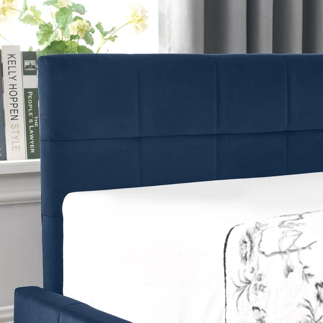 Alt view image 7 of 7 - Full Size Upholstered Daybed with Storage Drawers and Tufted Backrest, Modern Captain's Bed Frame with Comfortable Armrests and Slat Support for Bedroom Living Room Guest Room (Dark Blue Full)
