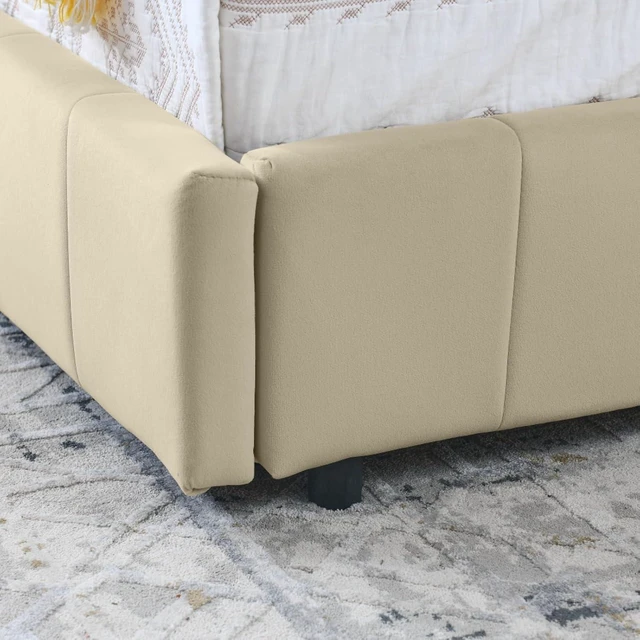 Alt view image 7 of 7 - Hassyee Full Size Upholstered Daybed with Storage Drawers and Tufted Backrest, Modern Captain's Bed Frame with Comfortable Armrests and Slat Support for Bedroom Living Room Guest Room (Beige Full)