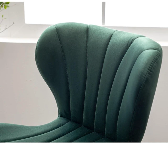 Alt view image 7 of 7 - Fabric Upholstered Bar Stools Set of 2,Comfortable Velvet Barstools w/Adjustable Rotating Base&Backrest for Home Bar,Parsons Chair w/Foot Pedals for Dining Room,Wave Contour Design (Green + Set of 2)