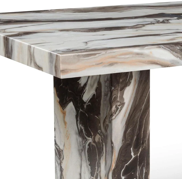 Alt view image 7 of 7 - Hassyee 7-Piece Dining Table Set with Rectangular Table and 6 High Back Chairs for Bar Cafe, Modern Kitchen Set with Faux Marble Tabletop & Wood Frame for Dining Room and Kitchen