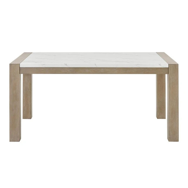 Alt view image 3 of 5 - Hassyee 5-Piece Dining Sets with Rectangular Table and 4 Upholstered Chairs for Tavern Pub Bistro Home Restaurant, Rustic Kitchen Set with Faux Marble Tabletop & Wood Legs for 4