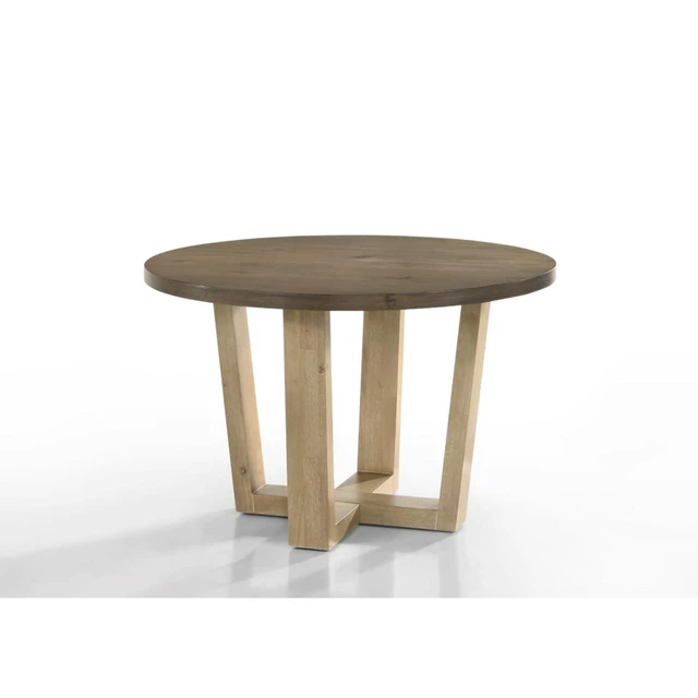 Alt view image 3 of 7 - Hassyee 5-Piece Dining Table and Chairs Set with Round Table and 4 Upholstered Chairs for Home Bar Cafe, Rustic Dining Sets with Cross-Shaped Pedestal Base for Dining Room