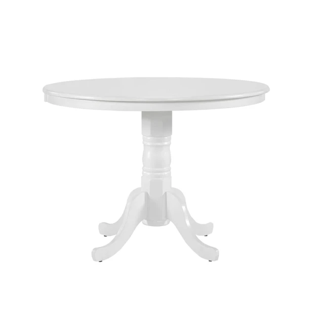 Alt view image 4 of 7 - Hassyee 5-Piece Dinner Table Set with Round Table and 4 Ladder Back Chairs for Home Bar Cafe, Farmhouse Kitchen Table Set with Cross Shape Pedestal Base for Family Gathering