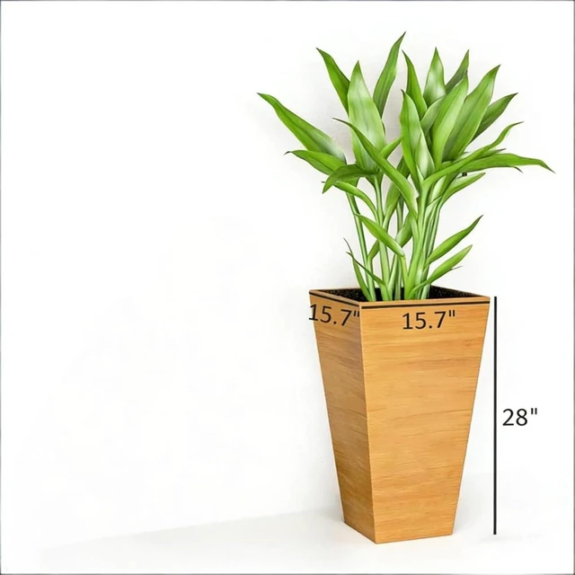 Alt view image 2 of 7 - Hassyee 3 Pieces Classic Planter Set with Faux Wood Look for Growing Flowers, Plants, Outdoor Tall Flower Pots with Drainage Holes and Plastic Frame for Backyard, Porch, Lawn