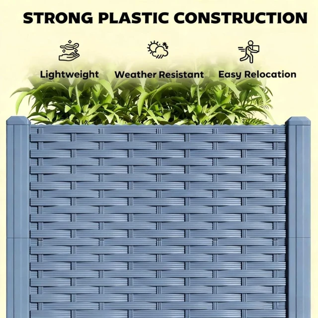 Alt view image 7 of 7 - Hassyee Outdoor Flower Box with Drainage Holes and Plugs for Backyard, Lawn, Plastic Raised Garden Bed with Built-in Water Reservoirs for Growing Flowers, Plants, Herbs