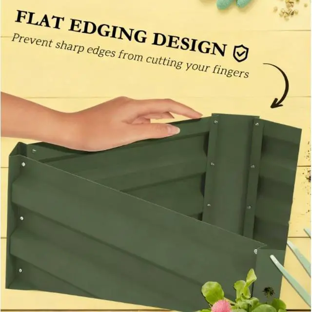 Alt view image 5 of 7 - Hassyee Metal Raised Garden Bed with Cage and Open Bottom Design for Backyard, Lawn, Park, Outdoor Planter Box with Steel Frame and Trellis for Growing Vegetables, Flowers (Green)