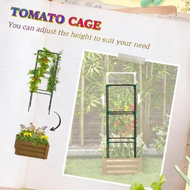 Alt view image 5 of 7 - Hassyee Metal Raised Garden Bed with Cage and Open Bottom Design for Backyard, Lawn, Park, Outdoor Planter Box with Steel Frame and Trellis for Growing Vegetables, Flowers (Brown)
