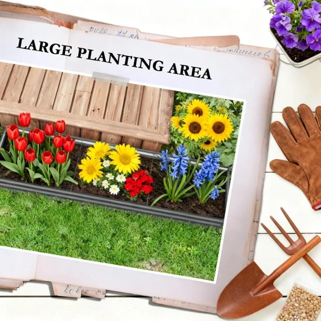 Alt view image 3 of 7 - Hassyee Galvanized Raised Garden Bed Kit with Safety Edging and Open Bottom Design for Backyard, Park, Outdoor Planter Box with Steel Frame for Growing Flowers, Vegetables