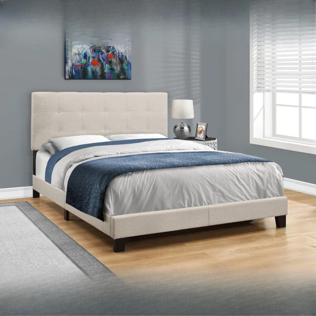 Main image of Hassyee Queen Size Upholstered Platform Bed Frame with Headboard, Modern Panel Bedframe Mattress Base for Adults Teens Master Bedroom Guest Room Apartment, No Box Spring Needed