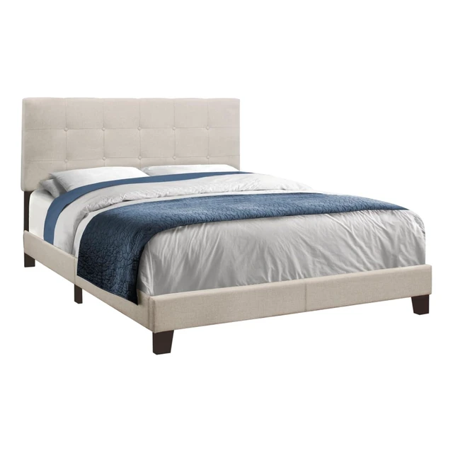Alt view image 3 of 7 - Hassyee Queen Size Upholstered Platform Bed Frame with Headboard, Modern Panel Bedframe Mattress Base for Adults Teens Master Bedroom Guest Room Apartment, No Box Spring Needed