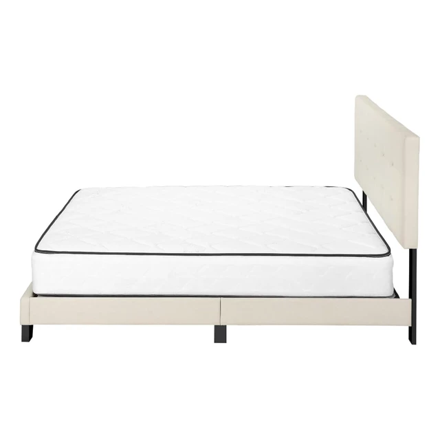 Alt view image 6 of 7 - Hassyee Queen Size Upholstered Platform Bed Frame with Headboard, Modern Panel Bedframe Mattress Base for Adults Teens Master Bedroom Guest Room Apartment, No Box Spring Needed