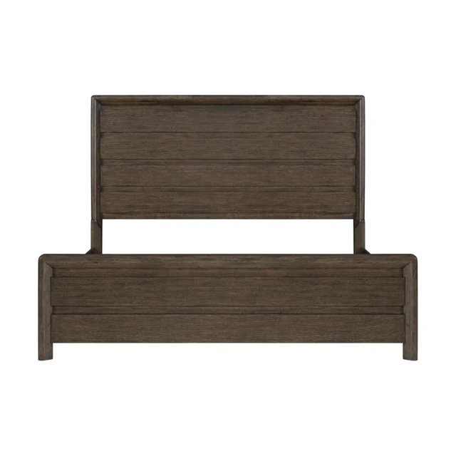Alt view image 6 of 7 - King/Queen Size Solid Wood Platform Bed with High Headboard and Footboard, Panel Bedframe Mattress Base with Slat Support for Master Bedroom Guest Room Apartment, No Box Spring Needed (Dark Oak King)