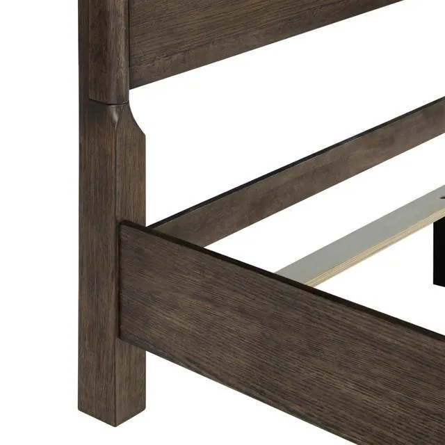 Alt view image 6 of 7 - King/Queen Size Solid Wood Platform Bed with High Headboard and Footboard, Panel Bedframe Mattress Base with Slat Support for Master Bedroom Guest Room Apartment, No Box Spring Needed (Dark Oak Queen)