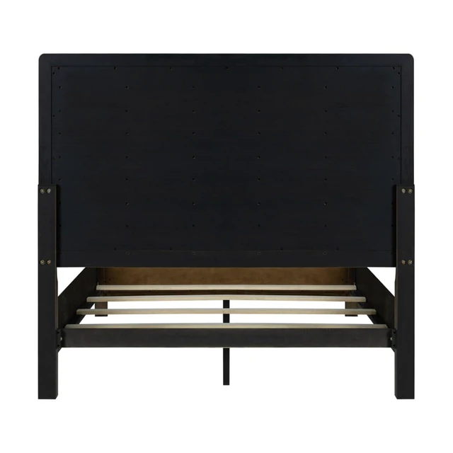 Alt view image 7 of 7 - King/Queen Size Solid Wood Platform Bed with High Headboard and Footboard, Panel Bedframe Mattress Base with Slat Support for Master Bedroom Guest Room Apartment, No Box Spring Needed (Dark Oak King)