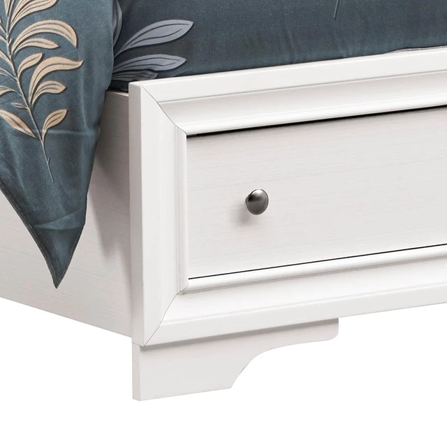 Alt view image 3 of 7 - King/Queen/Full Size Modern Platform Bed Frame with High Headboard, Panel Bedframe Mattress Base with 2 Under Bed Storage Drawers, for Adults Teens Guest Room Master Bedroom Apartment (White Queen)