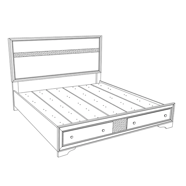 Alt view image 6 of 7 - King/Queen/Full Size Modern Platform Bed Frame with High Headboard, Panel Bedframe Mattress Base with 2 Under Bed Storage Drawers, for Adults Teens Guest Room Master Bedroom Apartment (White Queen)