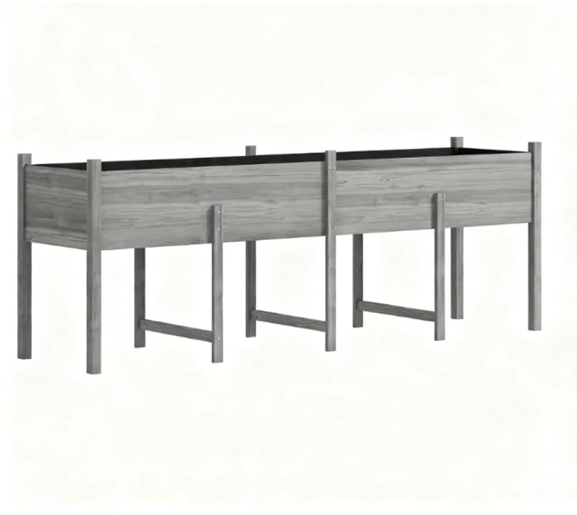 Alt view image 2 of 7 - Hassyee Large Elevated Planter Box with Legs and Bed Liner for Backyard, Garden, Wooden Raised Garden Bed with Drainage Holes and Fir Wood Frame for Growing Vegetables, Plants