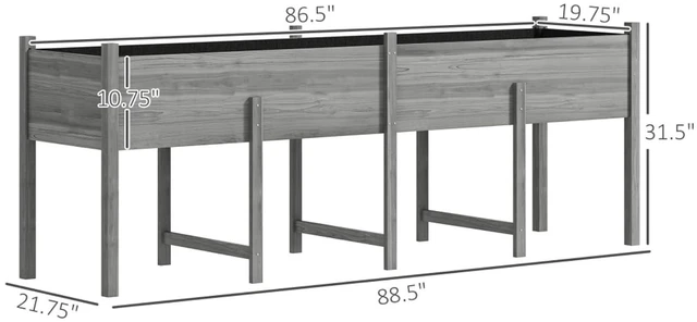 Alt view image 3 of 7 - Hassyee Large Elevated Planter Box with Legs and Bed Liner for Backyard, Garden, Wooden Raised Garden Bed with Drainage Holes and Fir Wood Frame for Growing Vegetables, Plants