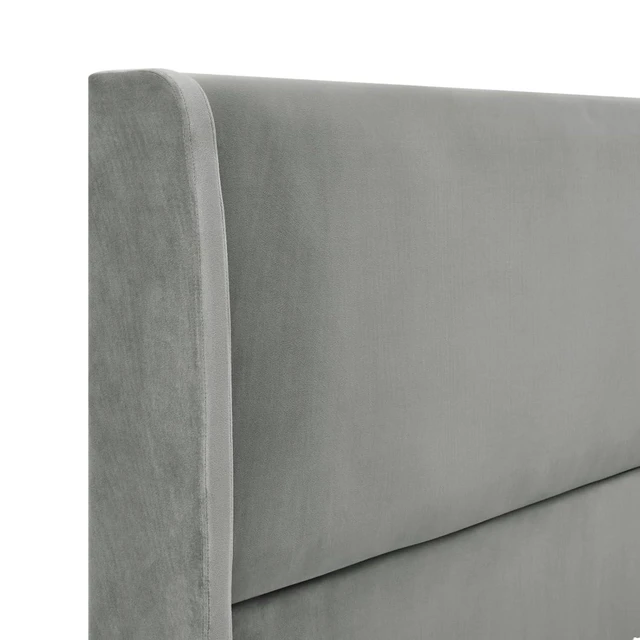 Alt view image 5 of 6 - King/Queen Size Velvet Platform Bed Frame w/Upholstered Wingback Headboard,Panel Bedframe Mattress Base w/Wooden Slat Support for Master Bedroom Guest Room, No Box Spring Needed (Gray Velvet Queen)
