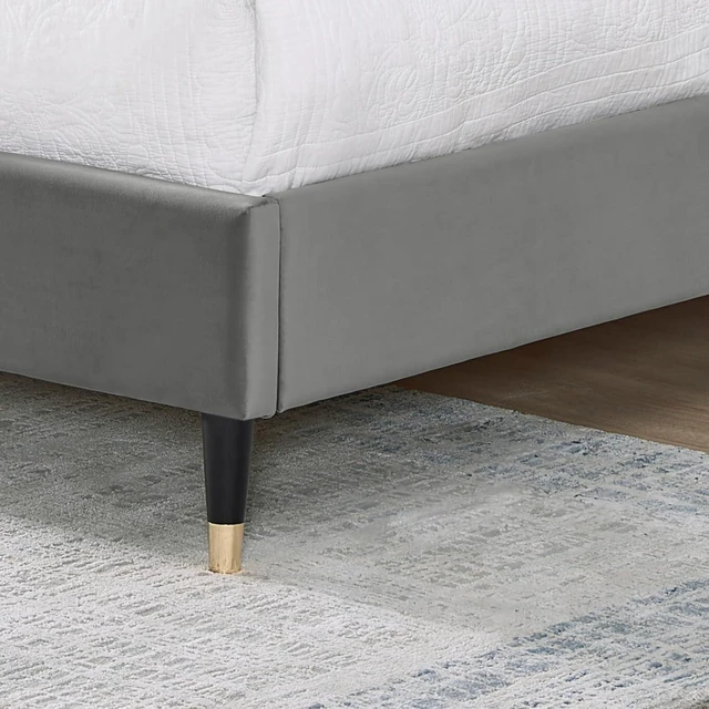 Alt view image 6 of 6 - King/Queen Size Velvet Platform Bed Frame w/Upholstered Wingback Headboard,Panel Bedframe Mattress Base w/Wooden Slat Support for Master Bedroom Guest Room, No Box Spring Needed (Gray Velvet Queen)