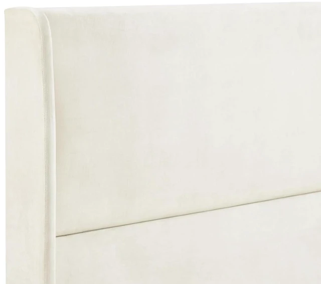 Alt view image 5 of 6 - King/Queen Size Velvet Platform Bed Frame w/Upholstered Wingback Headboard,Panel Bedframe Mattress Base w/Wooden Slat Support for Master Bedroom Guest Room, No Box Spring Needed (Beige Velvet King)