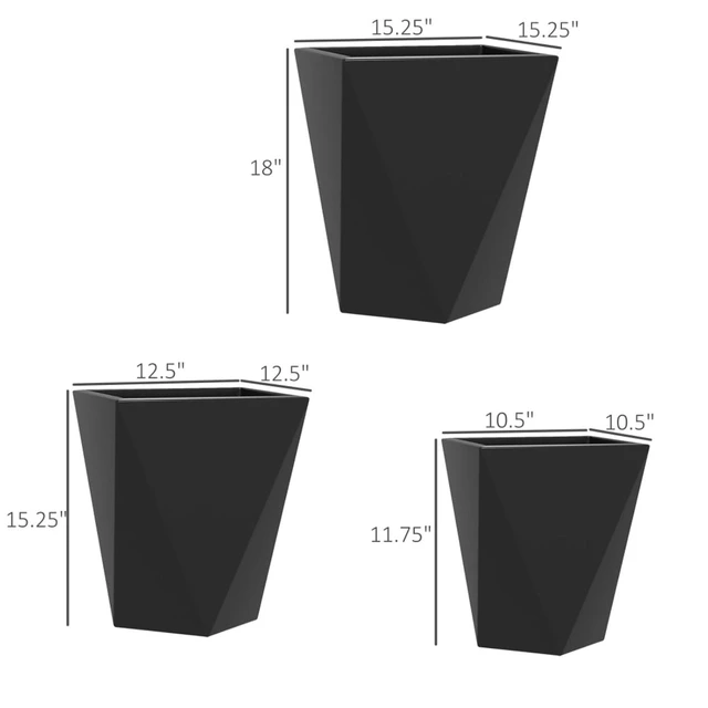 Alt view image 3 of 7 - Hassyee 3 Pieces Tall Planters with Drainage Holes and Stackable Design for Backyard, Poolside, Outdoor MgO Flower Pots with Varied Sizes for Growing Flowers, Plants, Herbs