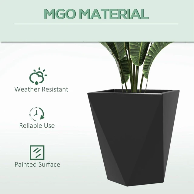 Alt view image 7 of 7 - Hassyee 3 Pieces Tall Planters with Drainage Holes and Stackable Design for Backyard, Poolside, Outdoor MgO Flower Pots with Varied Sizes for Growing Flowers, Plants, Herbs