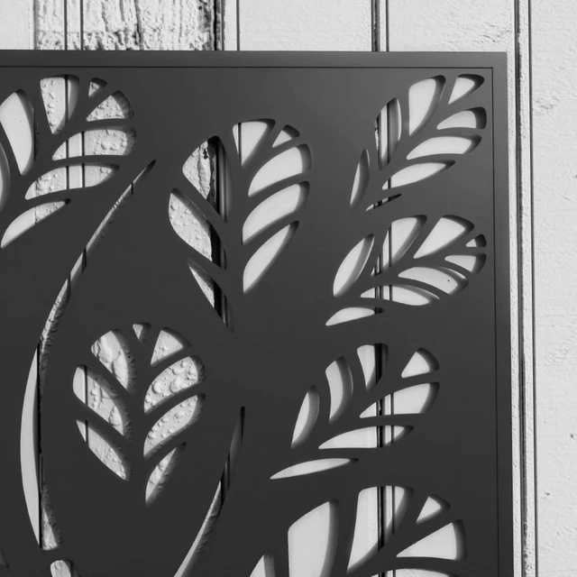 Alt view image 7 of 7 - Hassyee Metal Raised Bed with Trellis and Built-in Drainage Slits for Garden, Backyard, Outdoor Planter Box with Elegant Twig and Leaf Cut-Outs Design for Growing Flowers, Plants